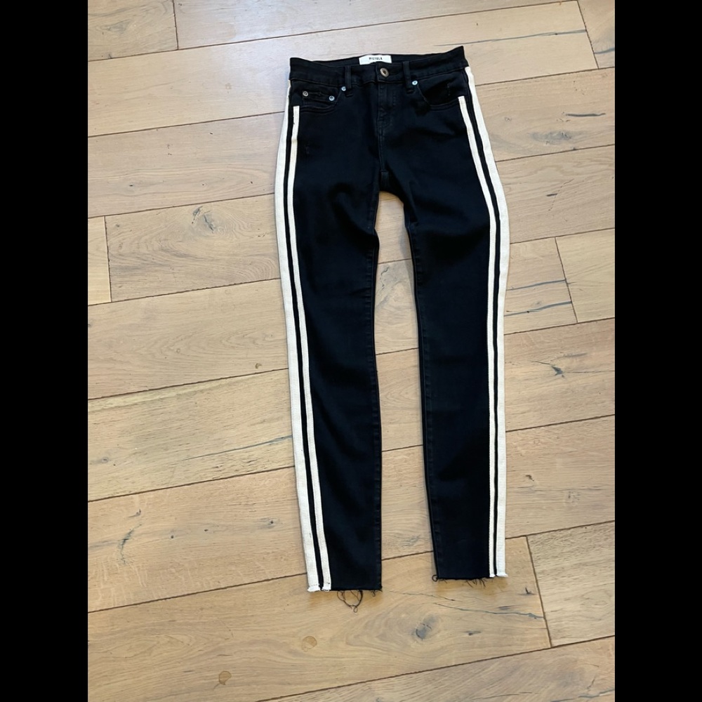 Pistola black jeans white stripes,size 25